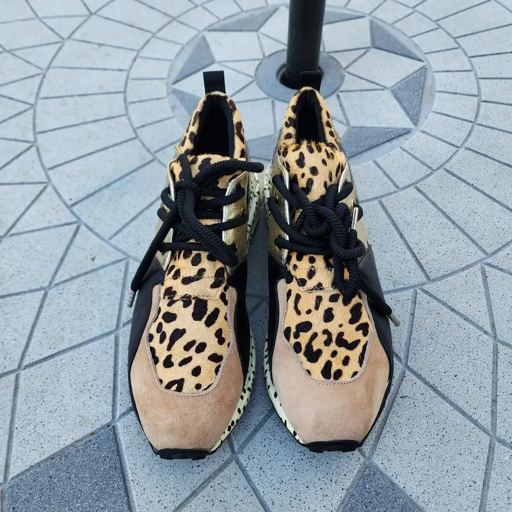 Steve Madden Cliff Cheetah Print Wedge Fashion Sneakers 8